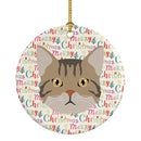 American Wirehair Cat Christmas Ceramic Ornament
