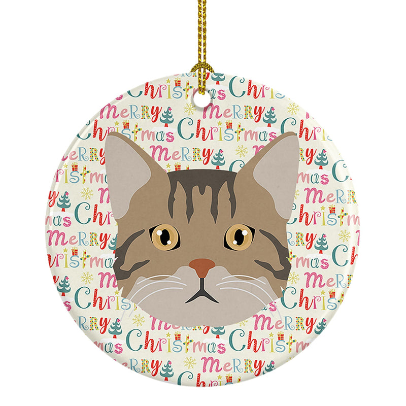 American Wirehair Cat Christmas Ceramic Ornament
