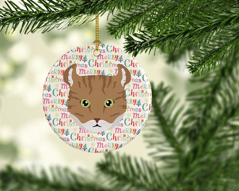 Highlander Lynx Cat Christmas Ceramic Ornament