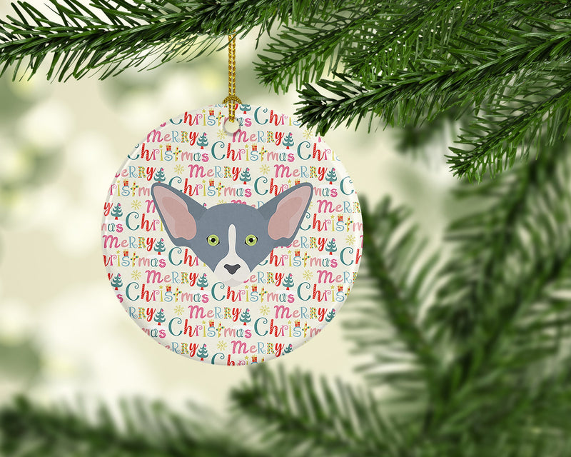 Peterbald Cat Christmas Ceramic Ornament