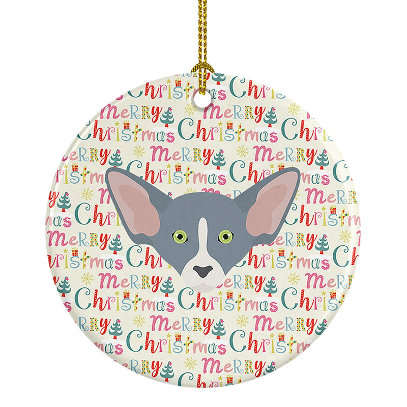 Peterbald Cat Christmas Ceramic Ornament