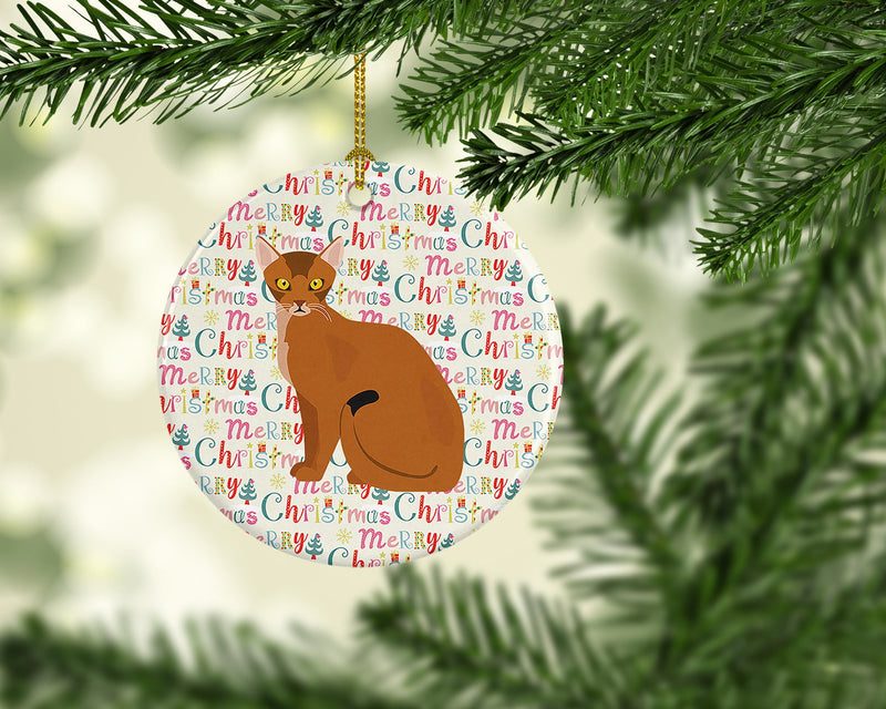 Abyssinian Cat Christmas Ceramic Ornament