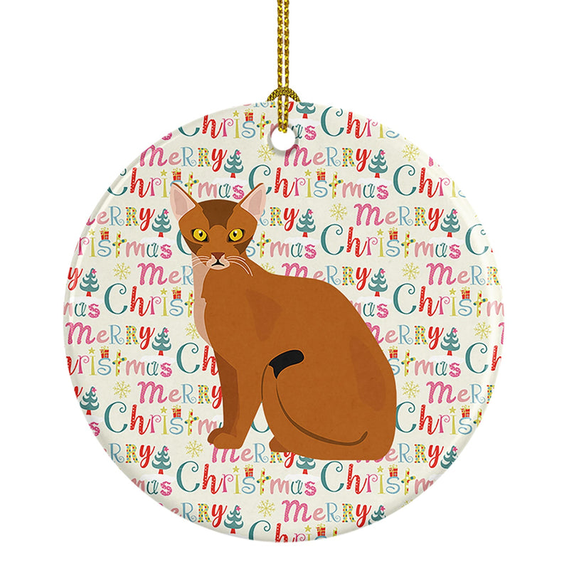 Abyssinian Cat Christmas Ceramic Ornament