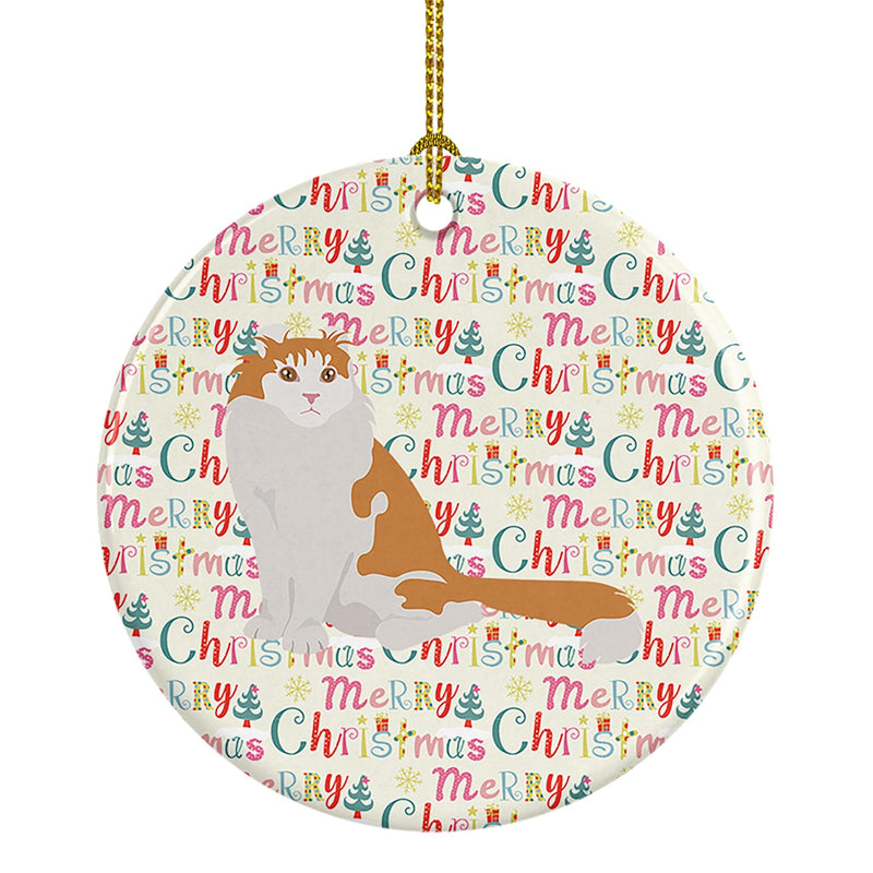 American Curl Cat Christmas Ceramic Ornament