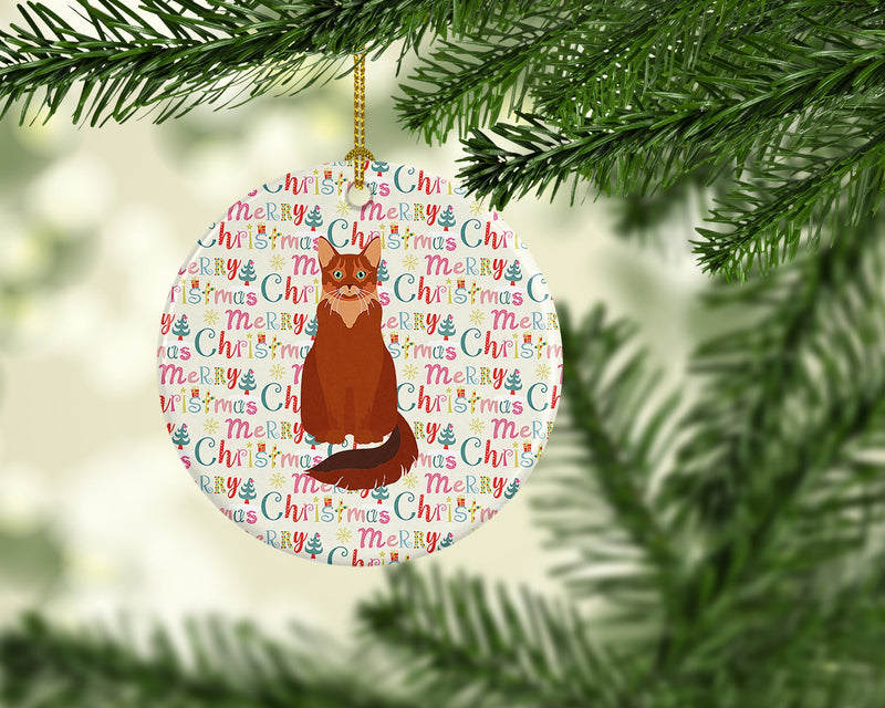 Somali Cat Christmas Ceramic Ornament