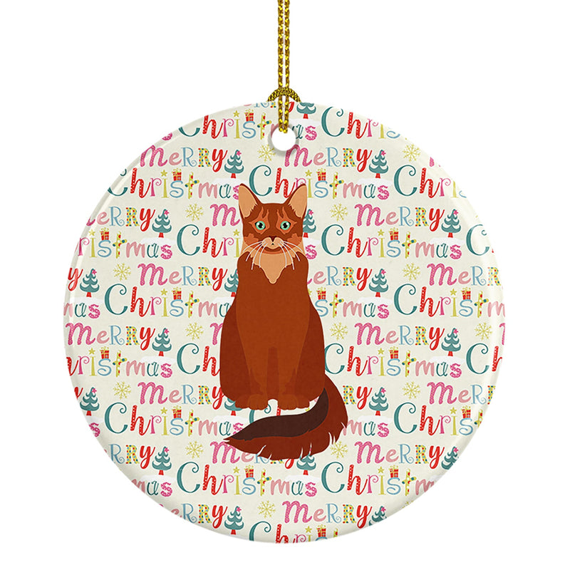 Somali Cat Christmas Ceramic Ornament