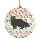 Black Persian Traditional Cat Christmas Ceramic Ornament