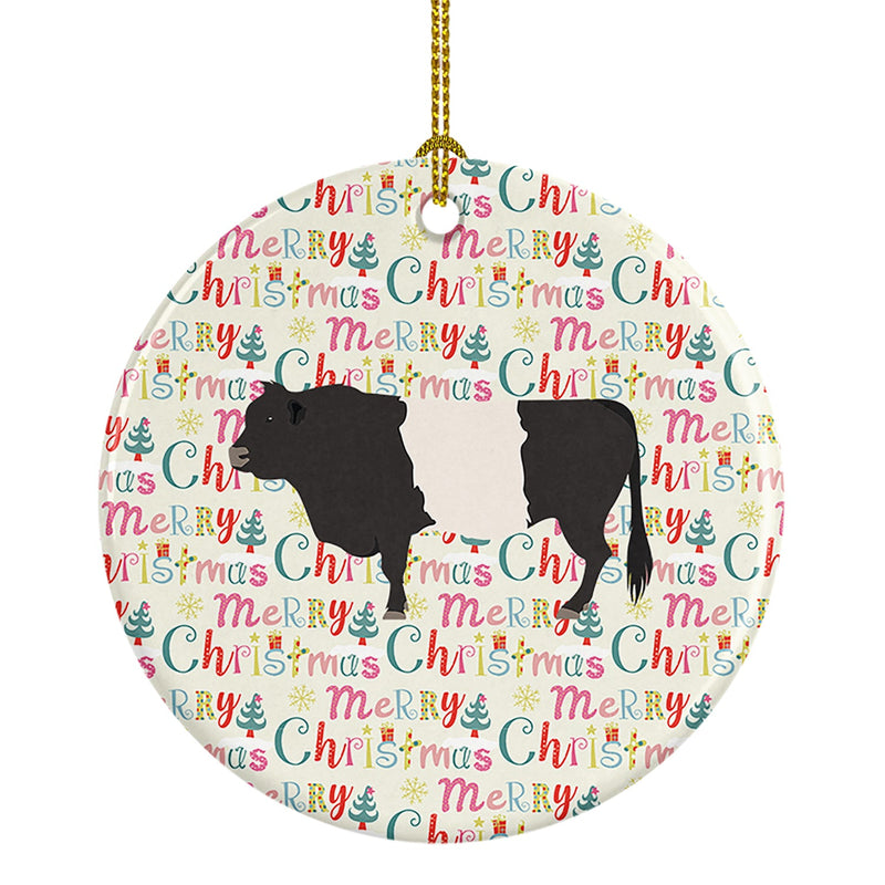 Belted Galloway Cow Christmas Ceramic Ornament