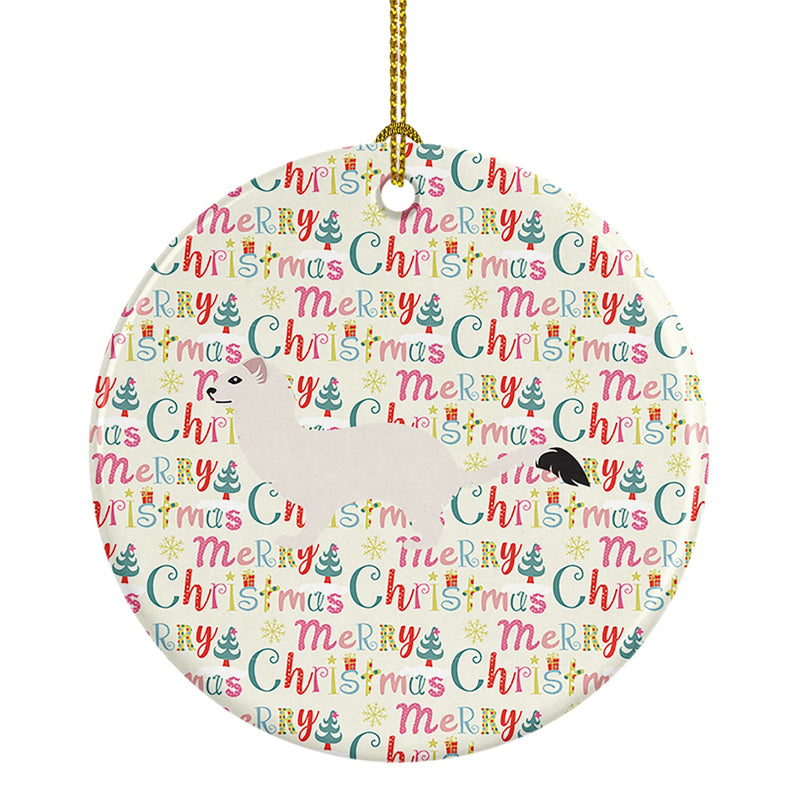 Stoat Short-tailed Weasel Christmas Ceramic Ornament
