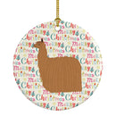 Alpaca Suri Christmas Ceramic Ornament