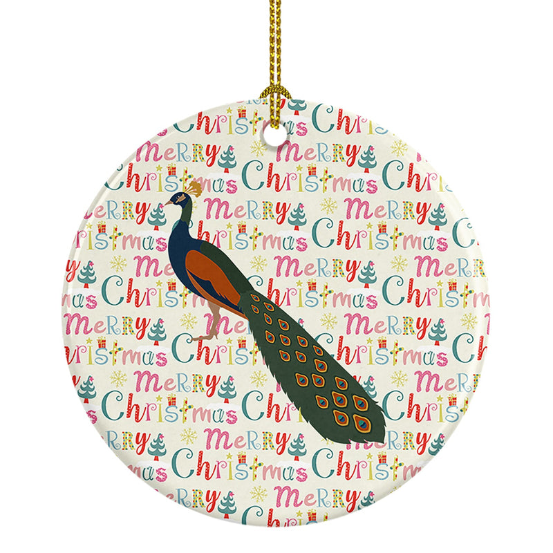 Indian Peacock Peafowl Christmas Ceramic Ornament