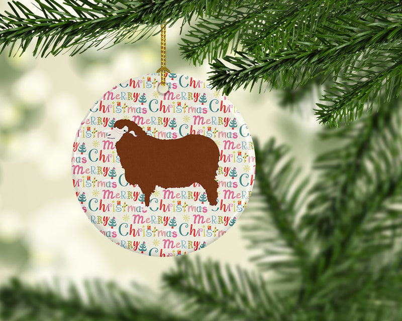 Merino Sheep Christmas Ceramic Ornament