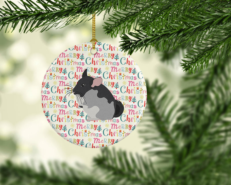 Black Velvet Chinchilla Christmas Ceramic Ornament