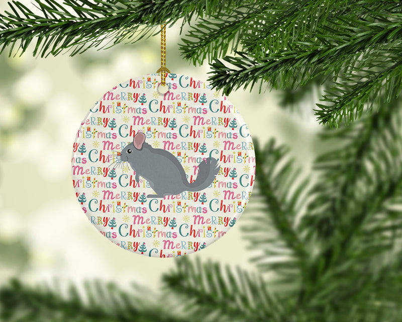 Foggy Chinchilla Christmas Ceramic Ornament