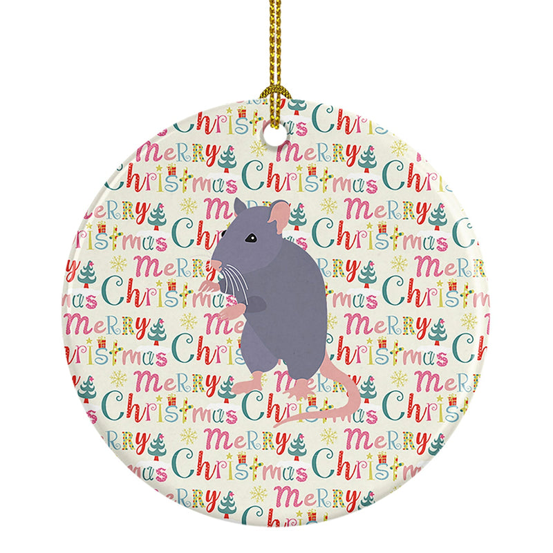 Blue Rat Christmas Ceramic Ornament