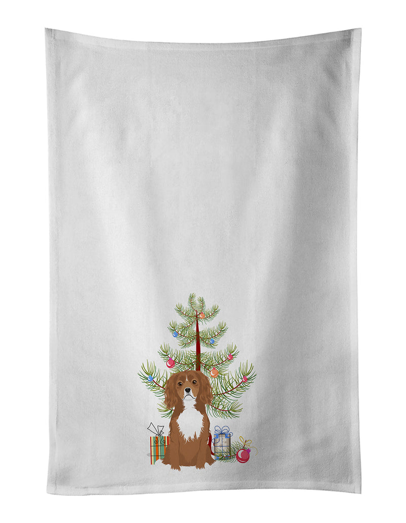 Cavalier King Charles Spaniel Ruby Christmas White Kitchen Towel Set of 2