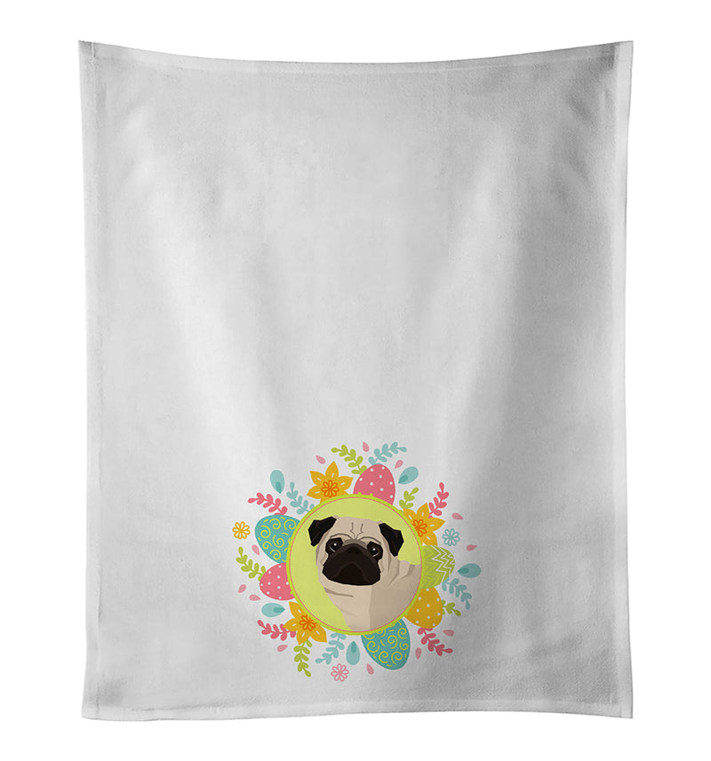 Pug Easter White Kitchen Towel Set of 2