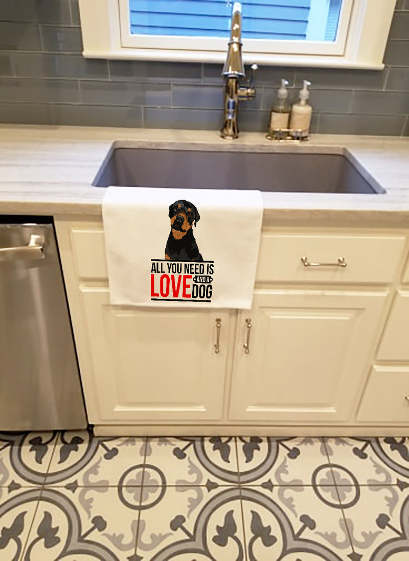Rottweiler Black and Rust  White Kitchen Towel Set of 2