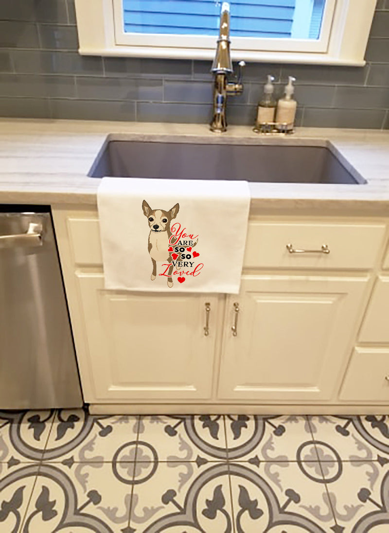 Chihuahua Silver and Tan so Loved White Kitchen Towel Set of 2