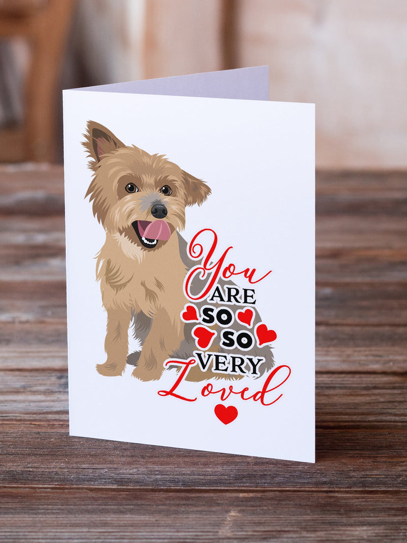 Yorkie Blue and Gold so Loved Greeting Cards and Envelopes Pack of 8