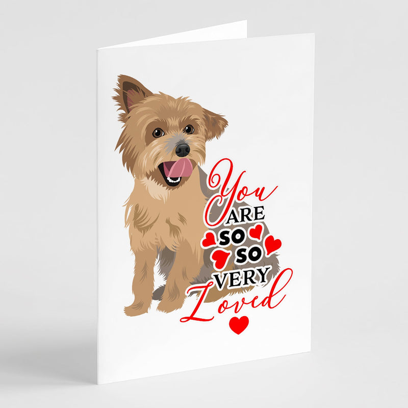 Yorkie Blue and Gold so Loved Greeting Cards and Envelopes Pack of 8