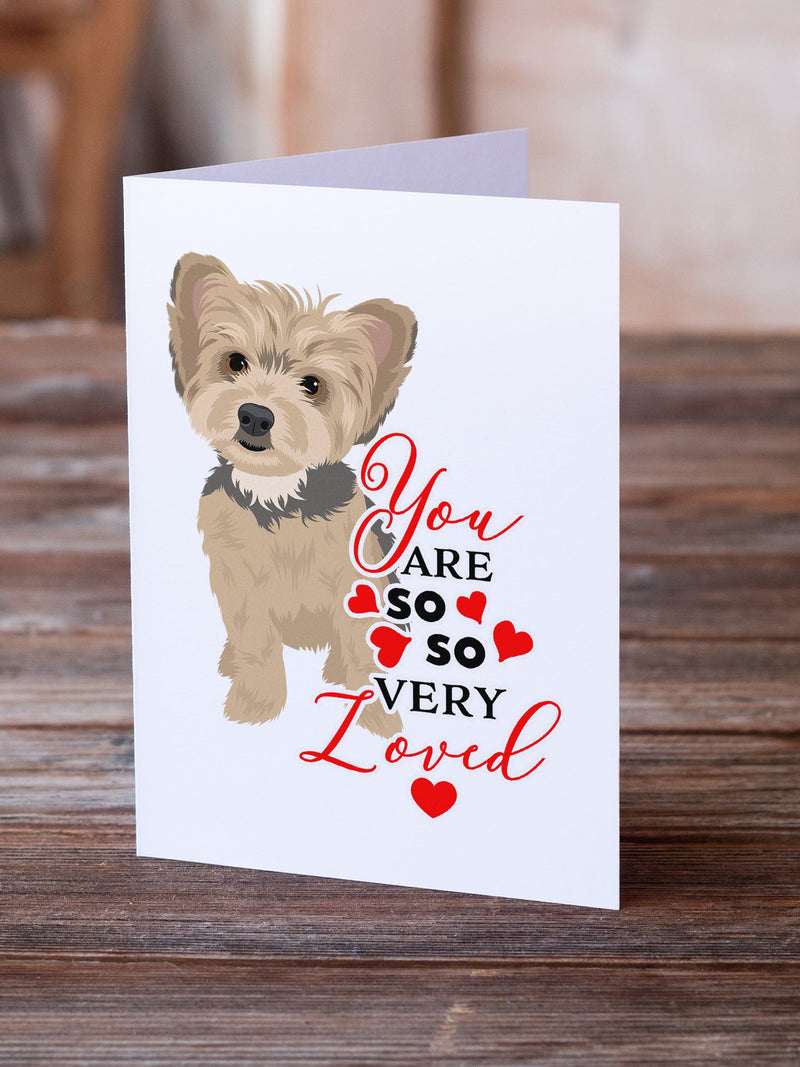 Yorkie Blue and Tan Puppy so Loved Greeting Cards and Envelopes Pack of 8