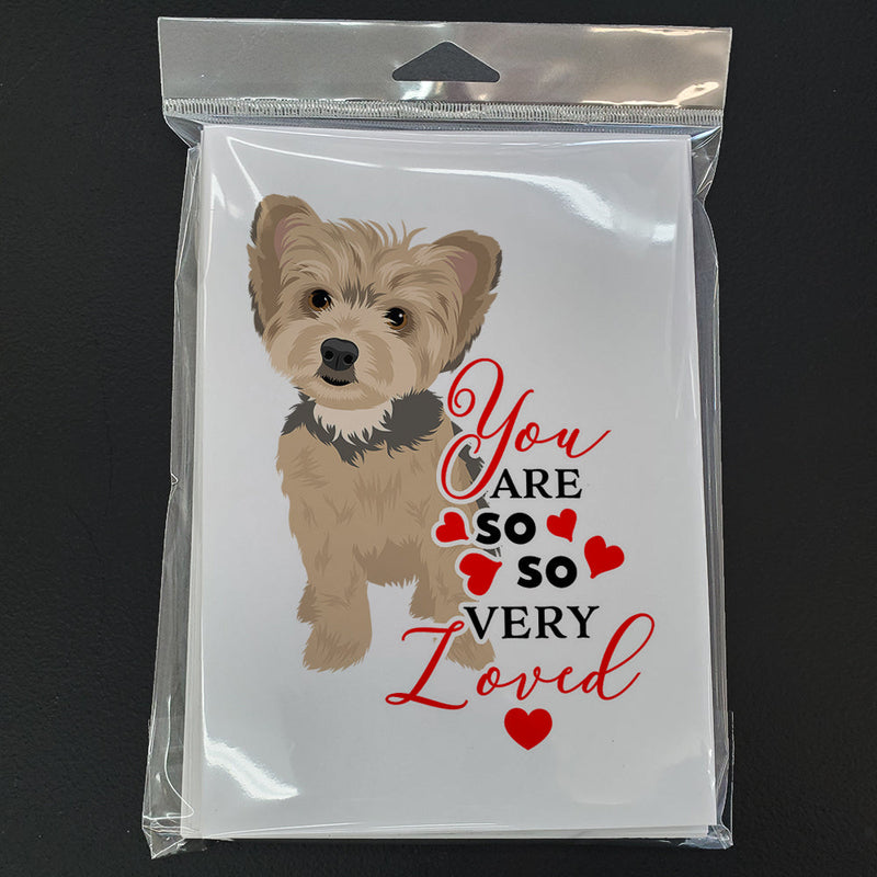 Yorkie Blue and Tan Puppy so Loved Greeting Cards and Envelopes Pack of 8