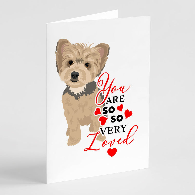 Yorkie Blue and Tan Puppy so Loved Greeting Cards and Envelopes Pack of 8