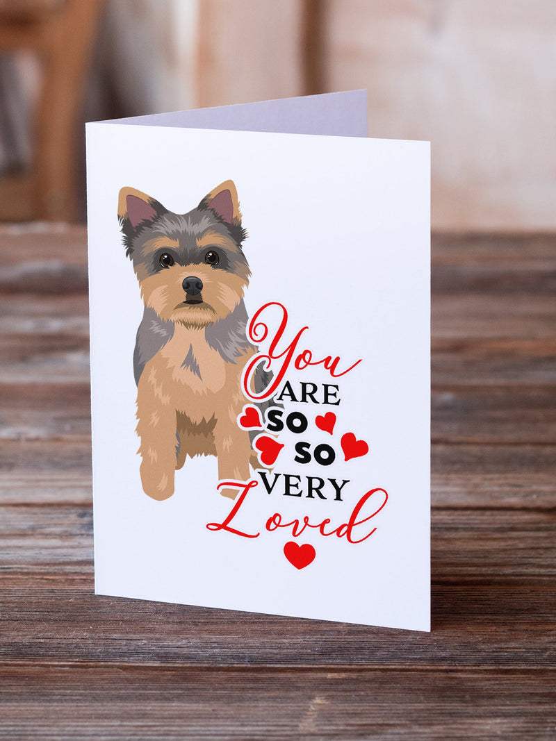 Yorkie Chocolate Puppy so Loved Greeting Cards and Envelopes Pack of 8