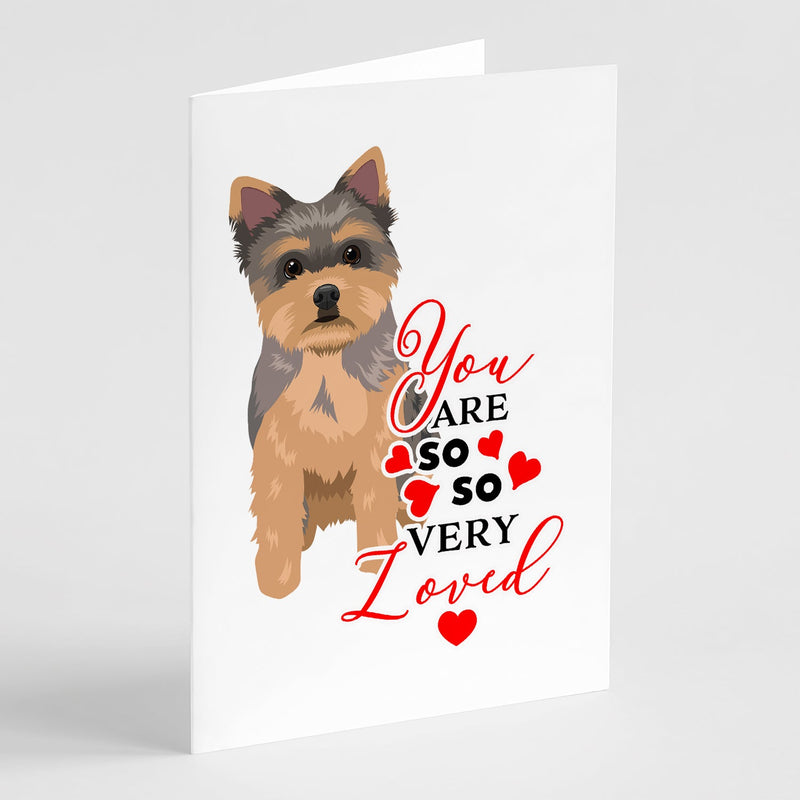 Yorkie Chocolate Puppy so Loved Greeting Cards and Envelopes Pack of 8