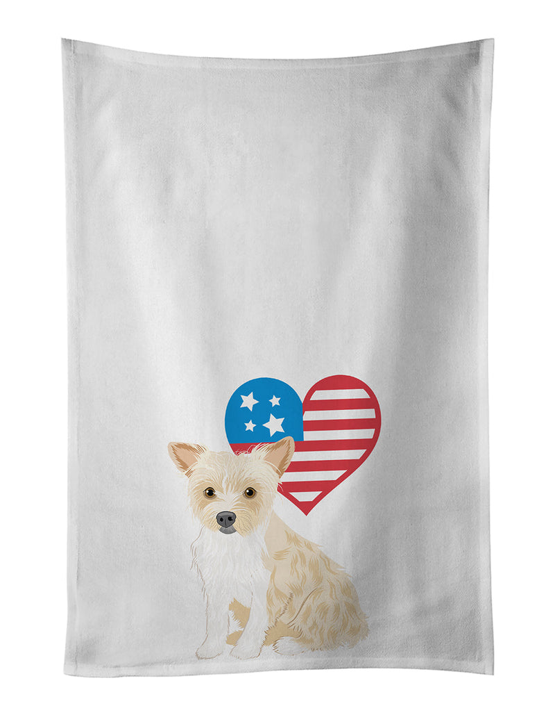 Yorkie Parti Patriotic White Kitchen Towel Set of 2