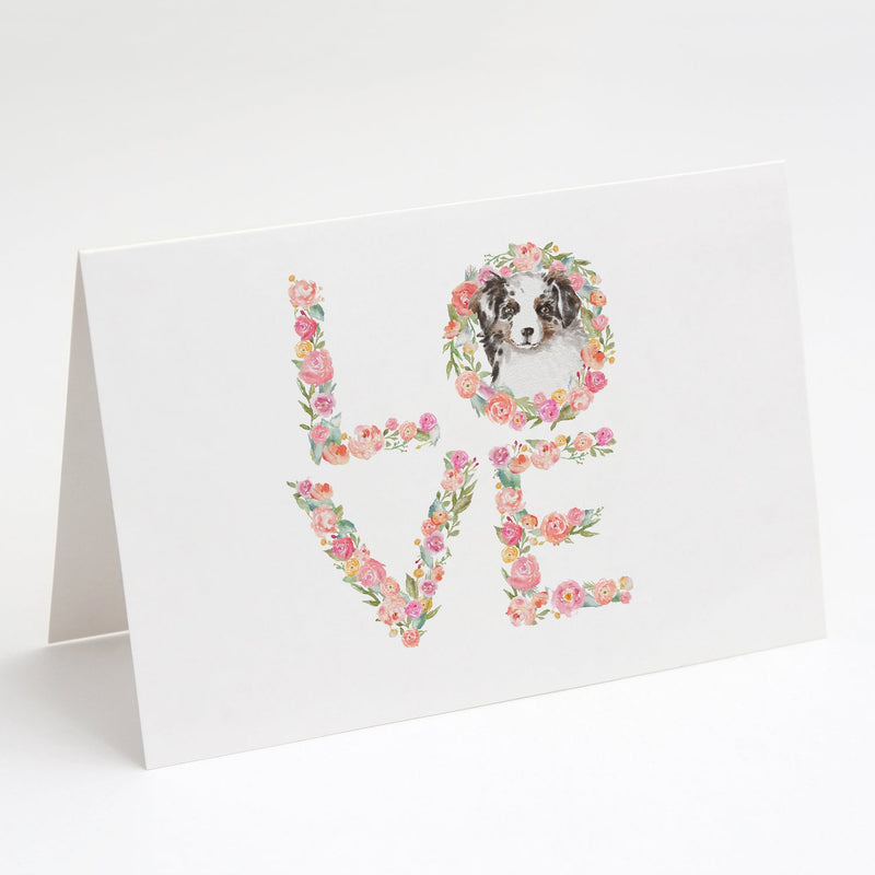 Australian Shepherd Blue Merle LOVE Greeting Cards and Envelopes Pack of 8