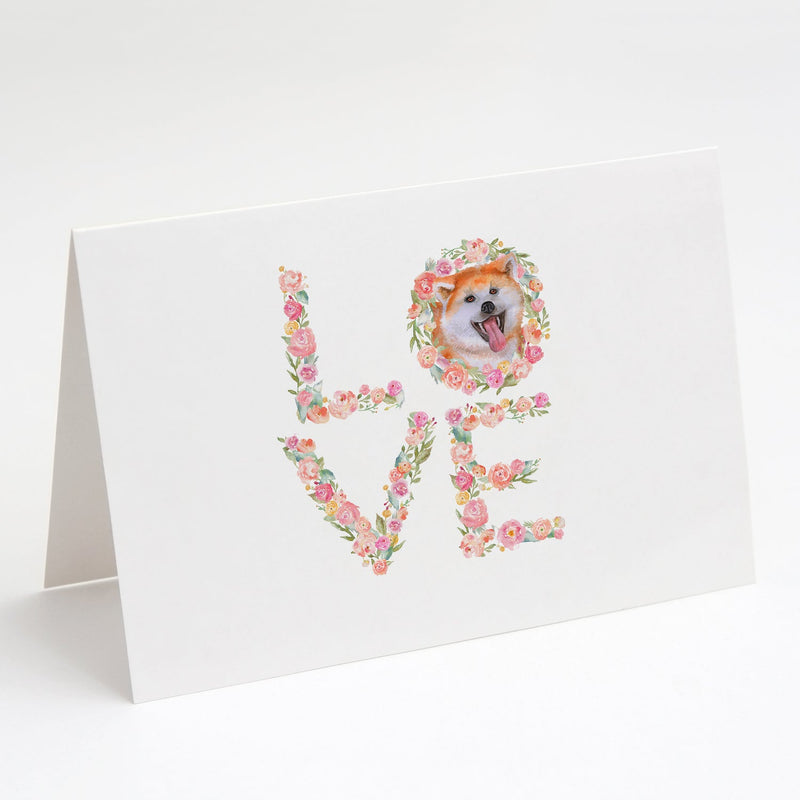 Akita Love Greeting Cards and Envelopes Pack of 8