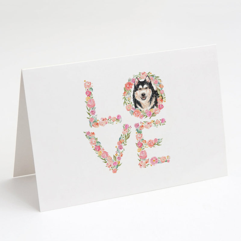 Alaskan Malamute Love Greeting Cards and Envelopes Pack of 8