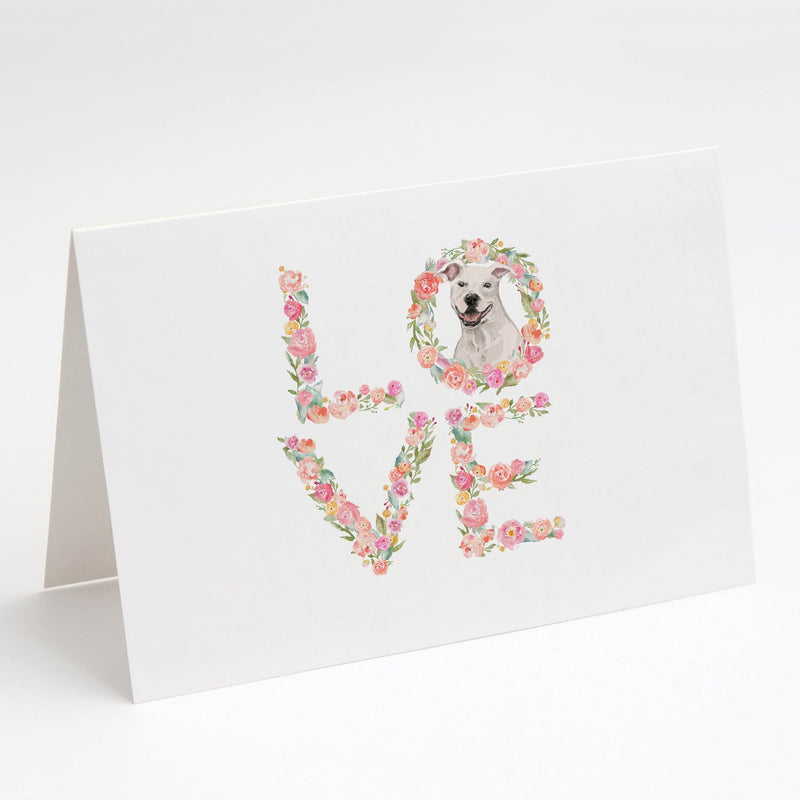 Staffordshire Bull Terrier White Love Greeting Cards and Envelopes Pack of 8