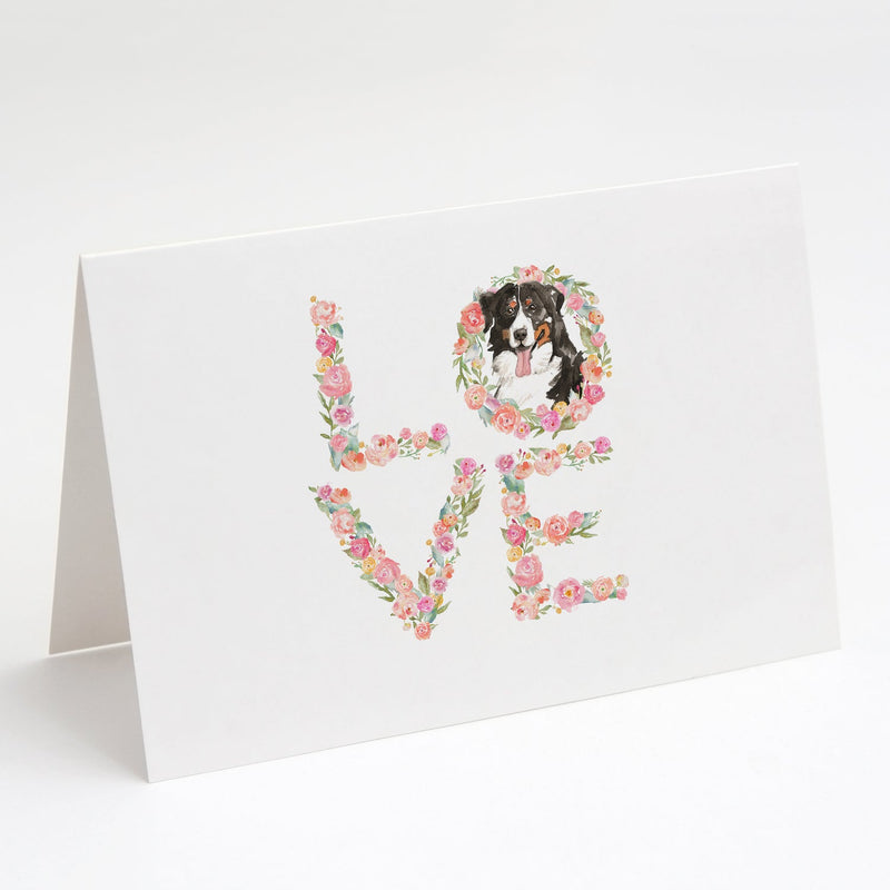 Bernese Mountain Dog Love Greeting Cards and Envelopes Pack of 8