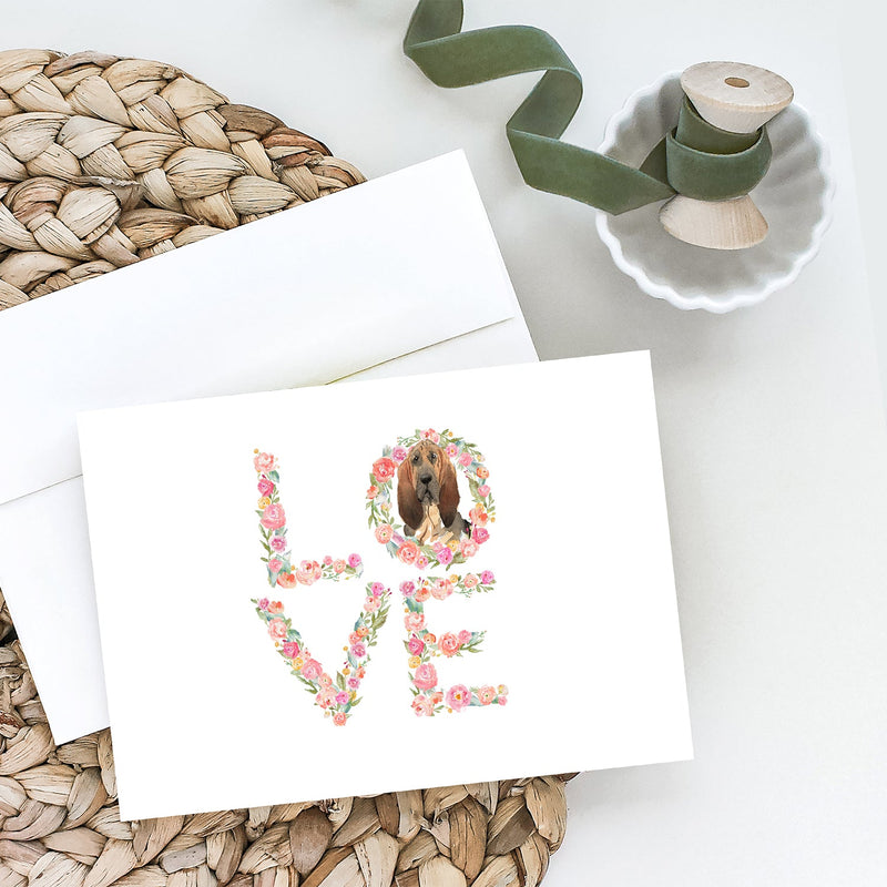 Bloodhound Love Greeting Cards and Envelopes Pack of 8