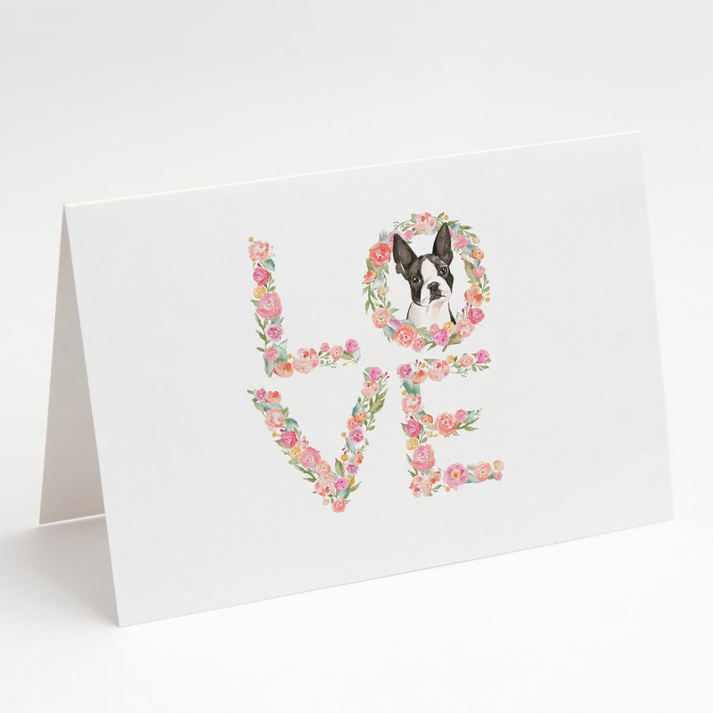 Boston Terrier Love Greeting Cards and Envelopes Pack of 8