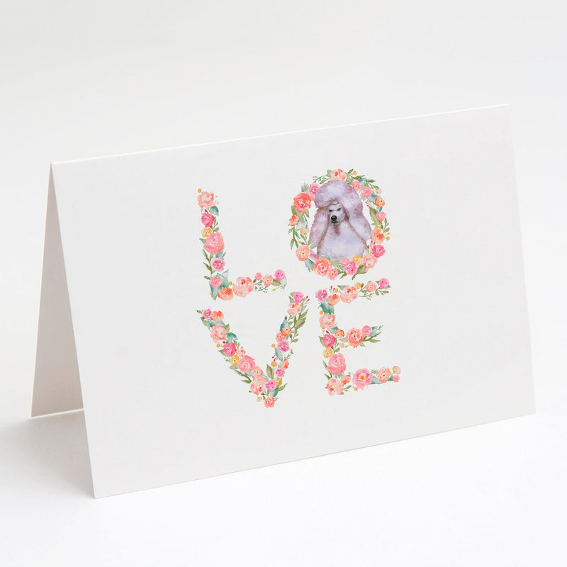 White Standard Poodle Love Greeting Cards and Envelopes Pack of 8