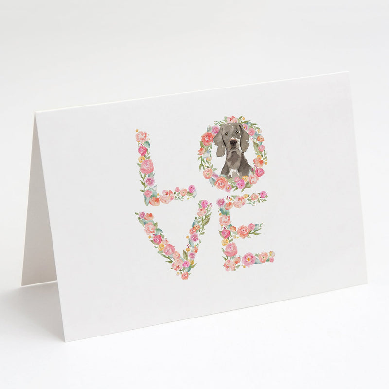 Weimaraner Love Greeting Cards and Envelopes Pack of 8