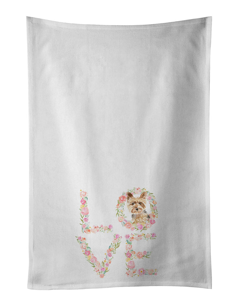 Yorkshire Terrier Yorkie Love White Kitchen Towel Set of 2 Dish Towels