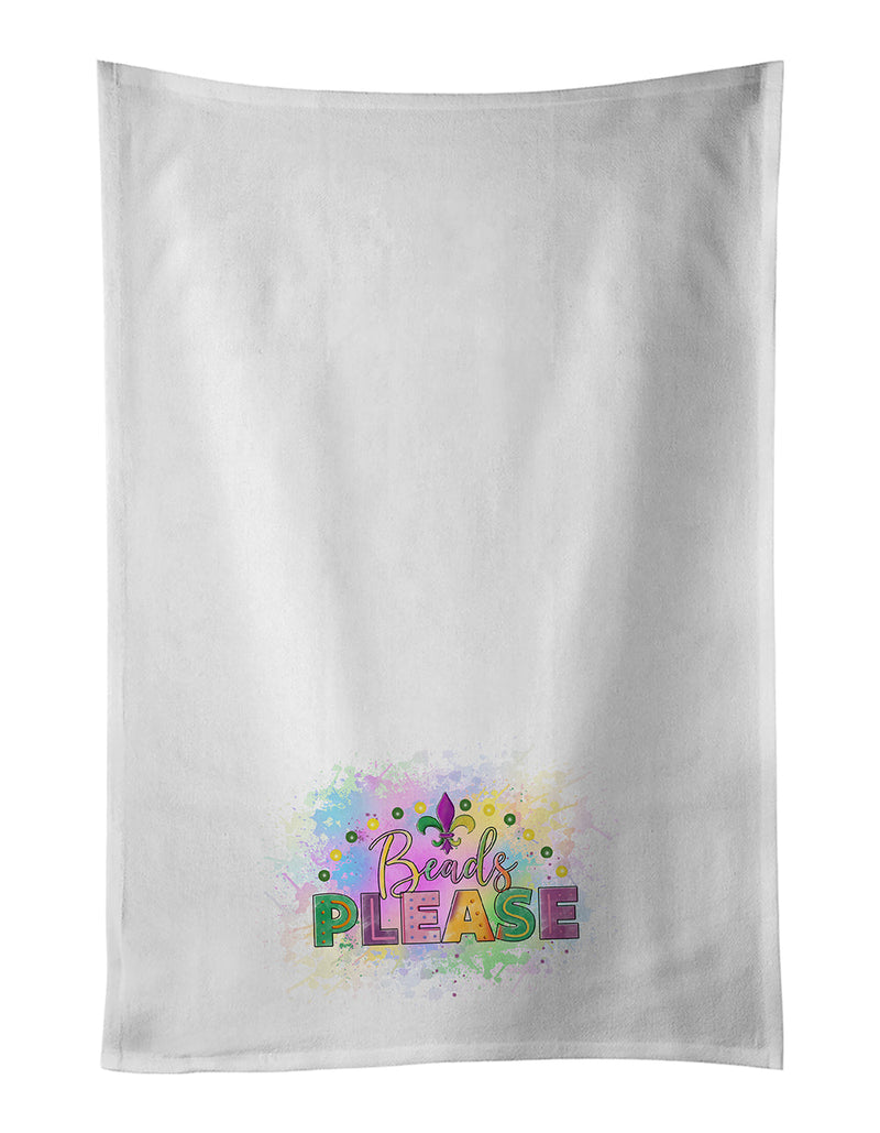 Beads Please Mardi Gras White Kitchen Towel Set of 2 Dish Towels