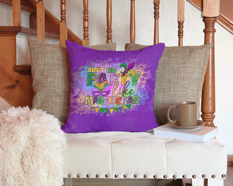 Ain't No Party Like Mardi Gras Fabric Decorative Pillow