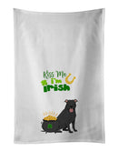 Black Pit Bull Terrier St. Patrick's Day White Kitchen Towel Set of 2 Dish Towels