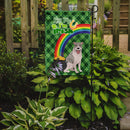 Blue Brindle Pit Bull Terrier St. Patrick's Garden Flag – "Kiss Me I’m Irish" with Pot of Gold & Rainbow