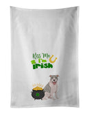 Blue Brindle Pit Bull Terrier St. Patrick's Day White Kitchen Towel Set of 2 Dish Towels