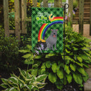 Blue Pit Bull Terrier St. Patrick's Garden Flag – "Kiss Me I’m Irish" with Pot of Gold & Rainbow