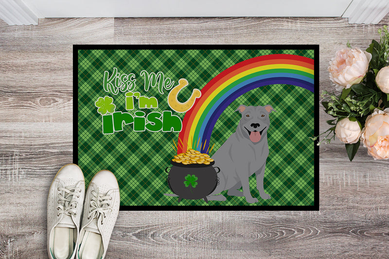Blue Pit Bull Terrier St. Patrick's Day Doormat - 24x36 Decorative Floor Mat – Indoor/Outdoor Rug with Artistic Flair