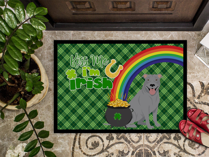 Blue Pit Bull Terrier St. Patrick's Day Doormat - 24x36 Decorative Floor Mat – Indoor/Outdoor Rug with Artistic Flair