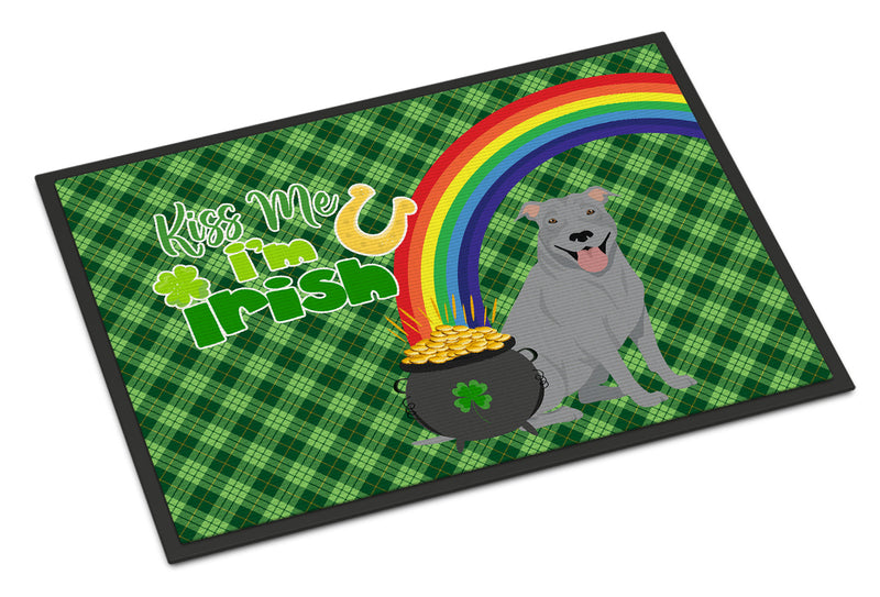 Blue Pit Bull Terrier St. Patrick's Day Doormat - 24x36 Decorative Floor Mat – Indoor/Outdoor Rug with Artistic Flair
